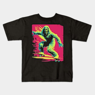 Bigfoot Skating | Funny Retro Bigfoot Kids T-Shirt